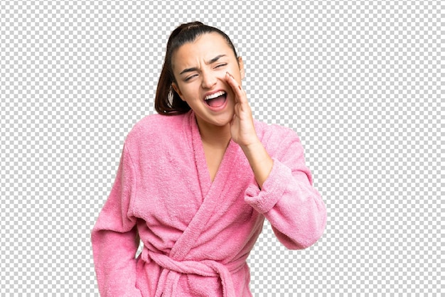 若い美しい女性が孤立したクロマキー背景を越えて