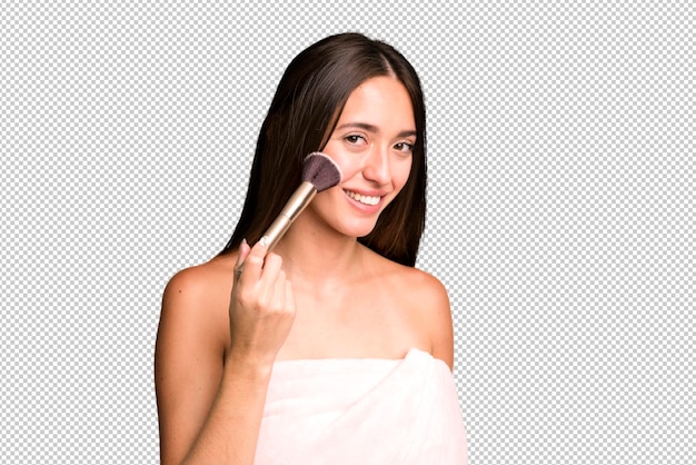 Young pretty woman making up and beauty concept