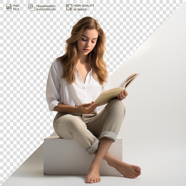 Young student woman holding book png background