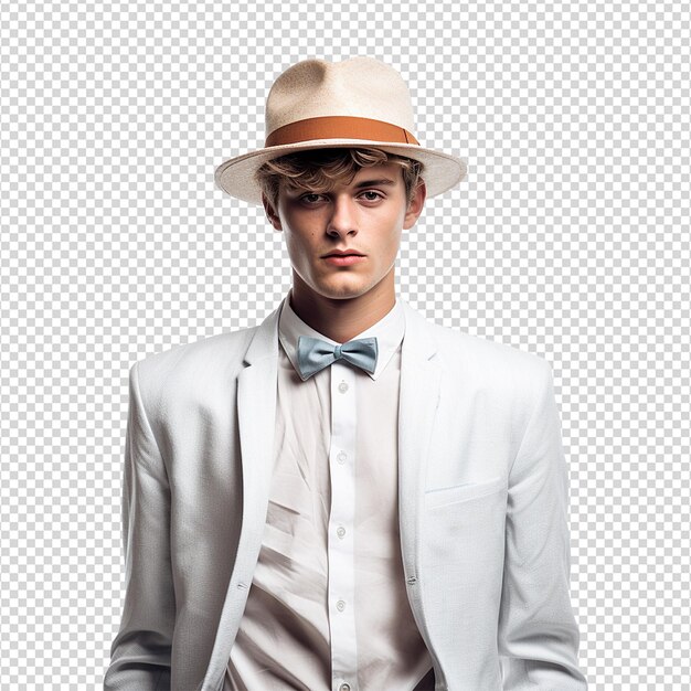 PSD young stylish man posing isolated on white background png