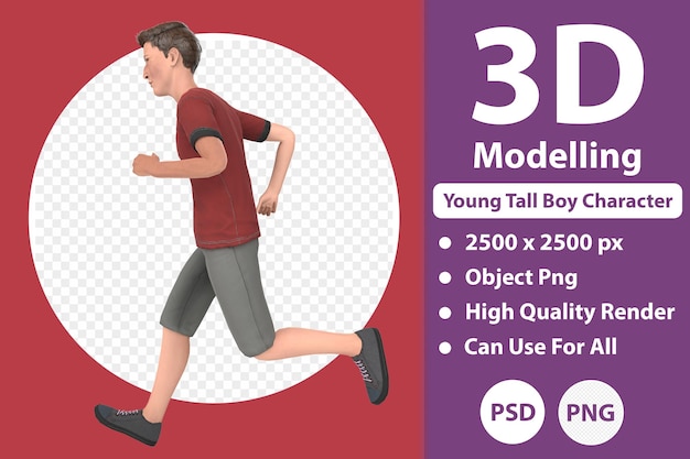 PSD young tall boy character 3d modelling