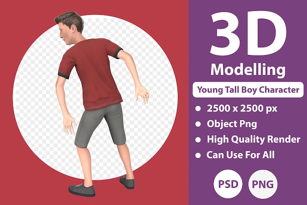 Young tall boy character 3d modelling