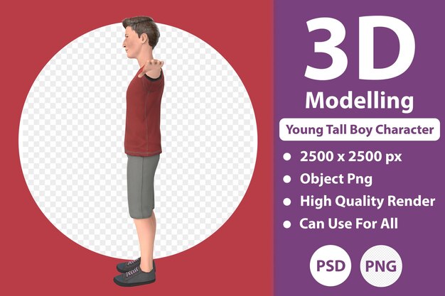 PSD young tall boy character 3d modelling