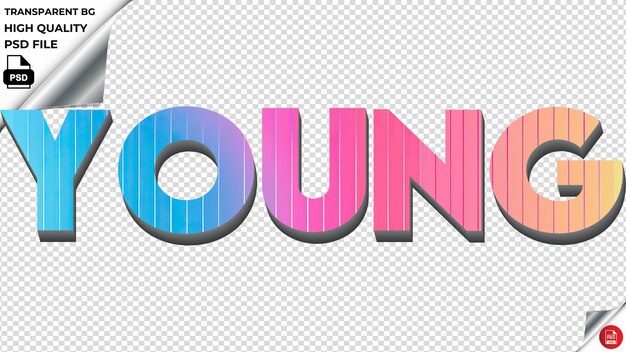 PSD young typography rainbow colorful text texture psd transparent