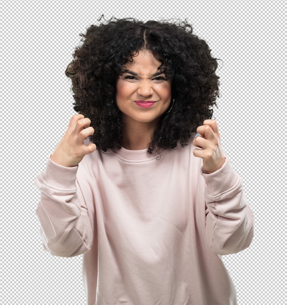 PSD young woman angry and shouting