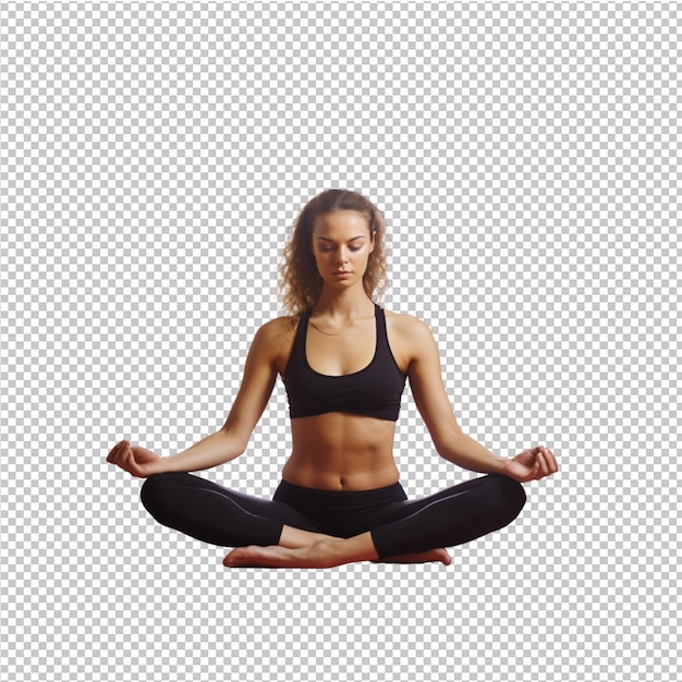 PSD young woman breathing and meditation with yoga