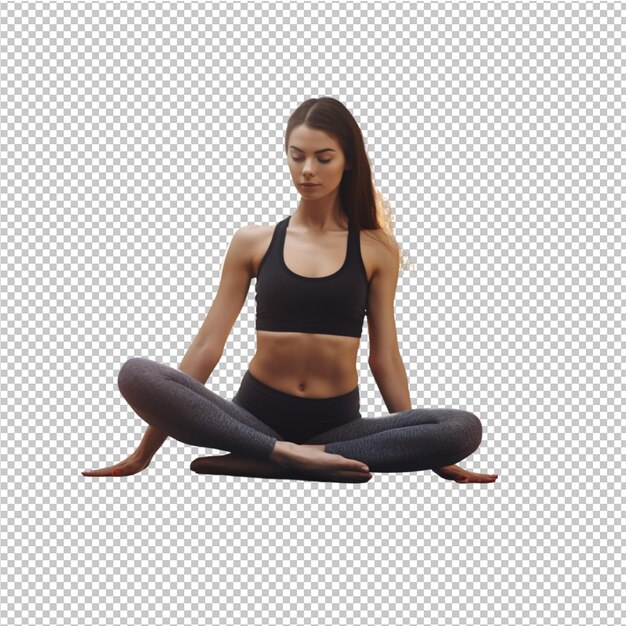 PSD young woman breathing and meditation with yoga