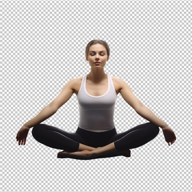 PSD young woman breathing and meditation with yoga