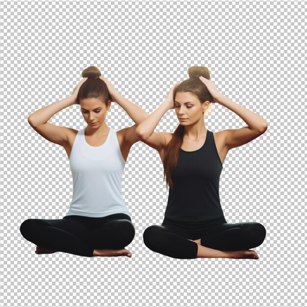 PSD young woman breathing and meditation with yoga