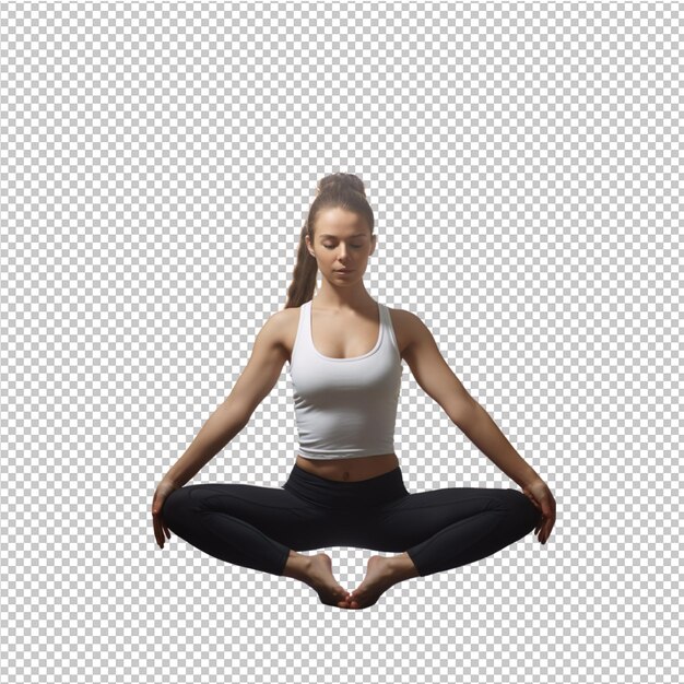 PSD young woman breathing and meditation with yoga