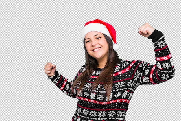 PSD young woman celebrating christmas day