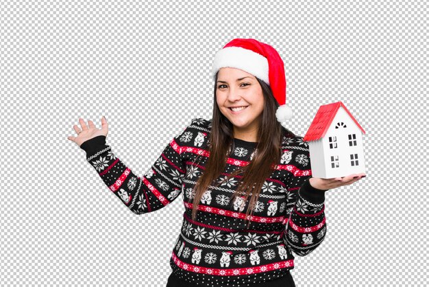 Young woman celebrating christmas day