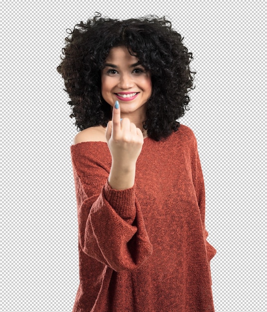 Young woman doing gesture the come