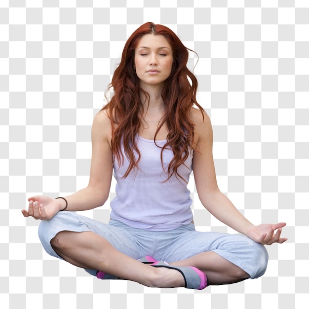 PSD young woman doing yoga exercises layered psd file