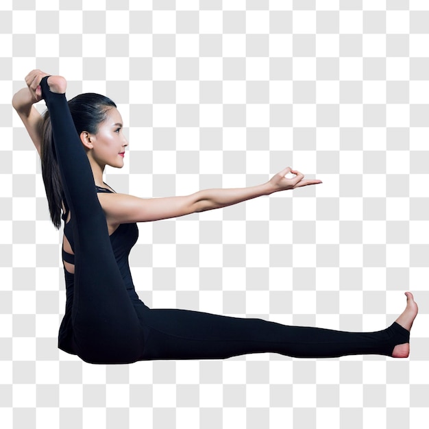 PSD young woman doing yoga exercises layered psd file