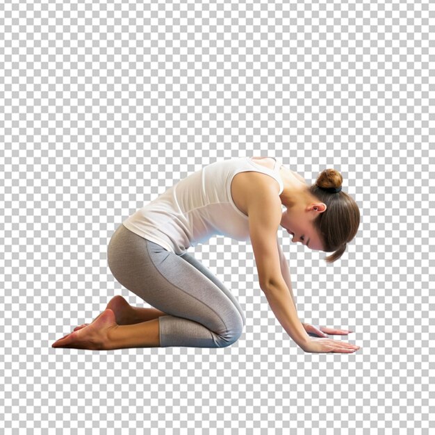 PSD young woman doing yoga exercises