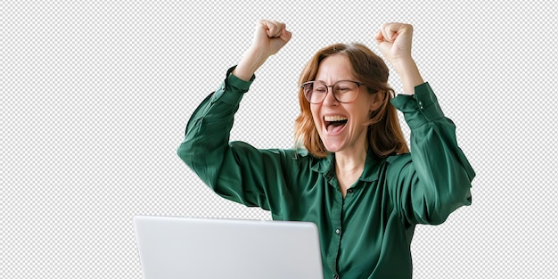 Young woman holding laptop computer