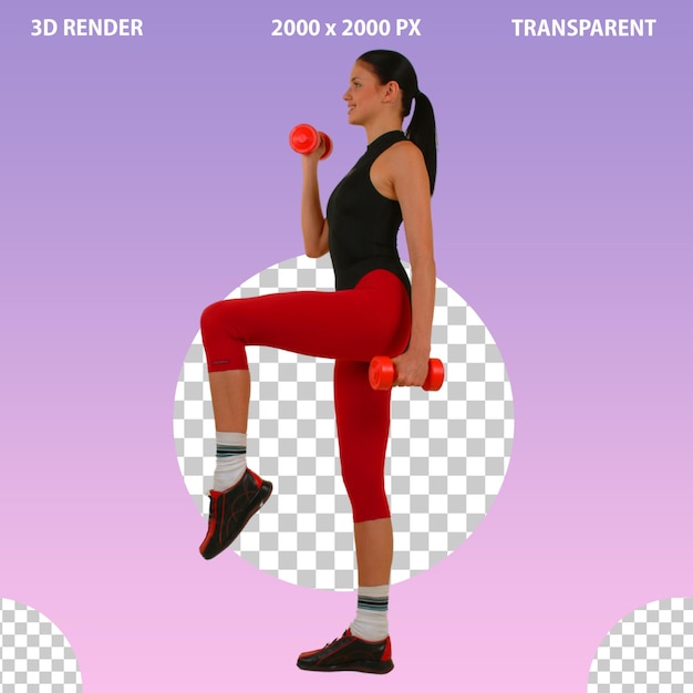 ジムで運動している若い女性と男性透明な背景のpng