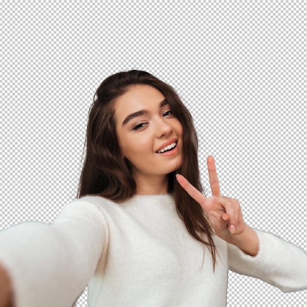 Young woman taking selfie