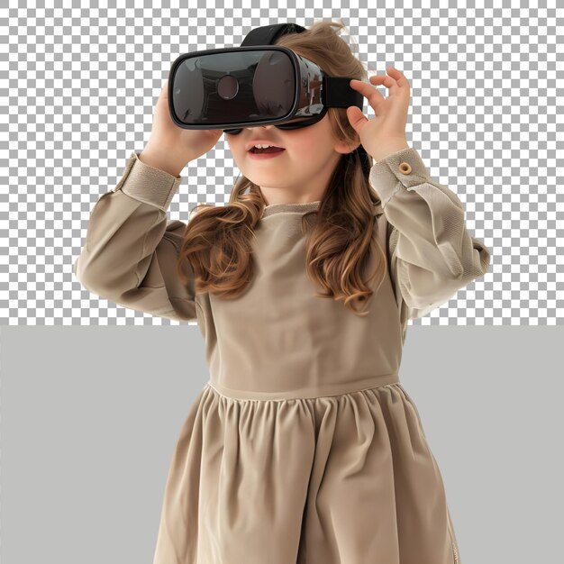 PSD young woman wearing virtual realty glasses on transparent background ai generated