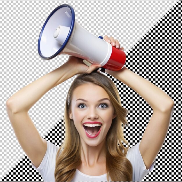 Young woman with speaker