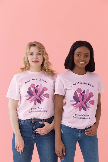 PSD young women wearing clothing awareness mockup