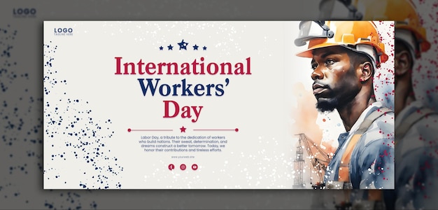 PSD 労働者デイのポスター (psd) アメリカ合衆国での祝賀の水彩画スプラッシュ