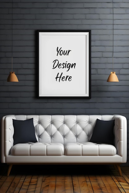 Your design here frame mockup in home interior premium psd