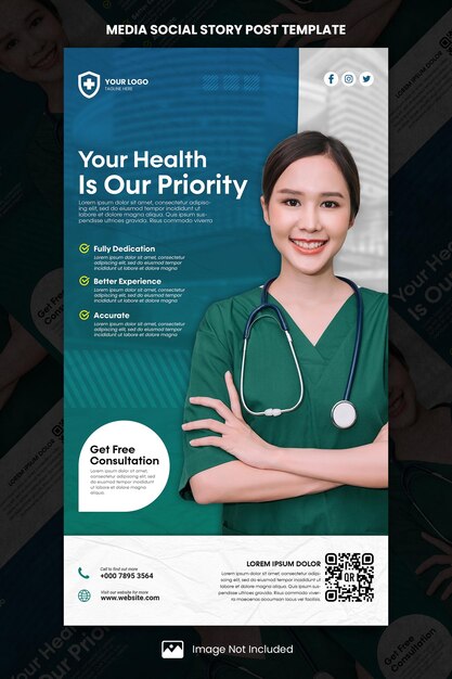 PSD your health is our priority media social story post template