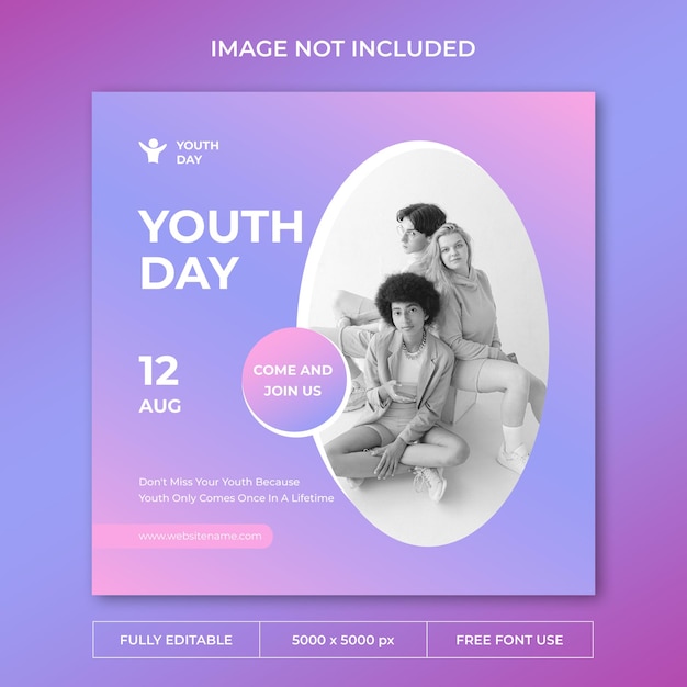 Youth international day instagram post social media template