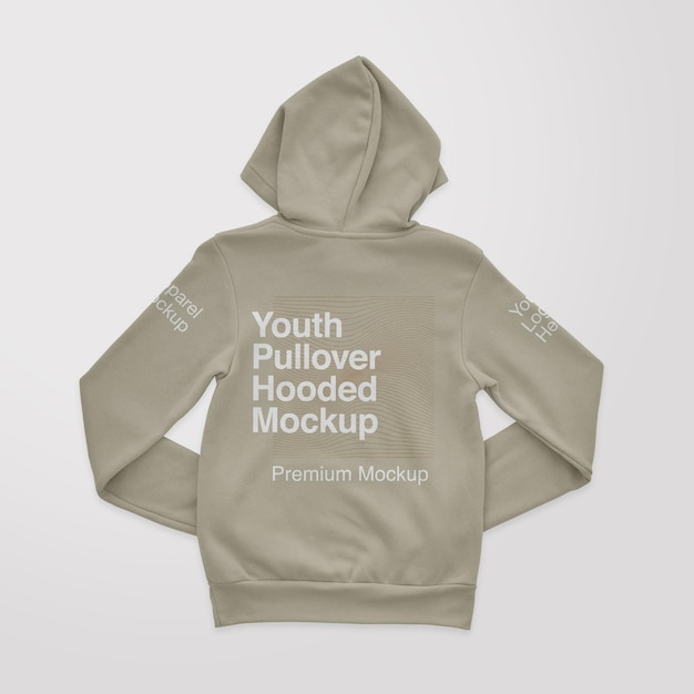 Mockup posteriore con cappuccio pullover giovanile