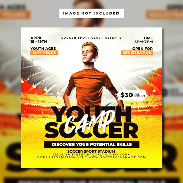 Youth soccer camp flyer template