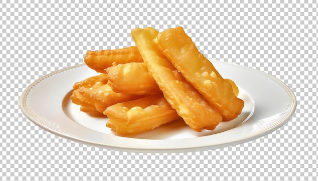 PSD youtiao golden brown deepfried dough strip on transparent background