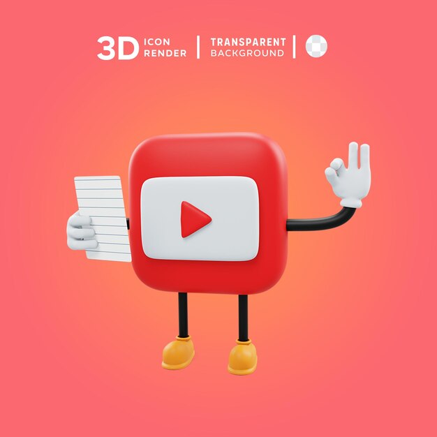 PSD youtube 3d 아이콘 포즈 일러스트