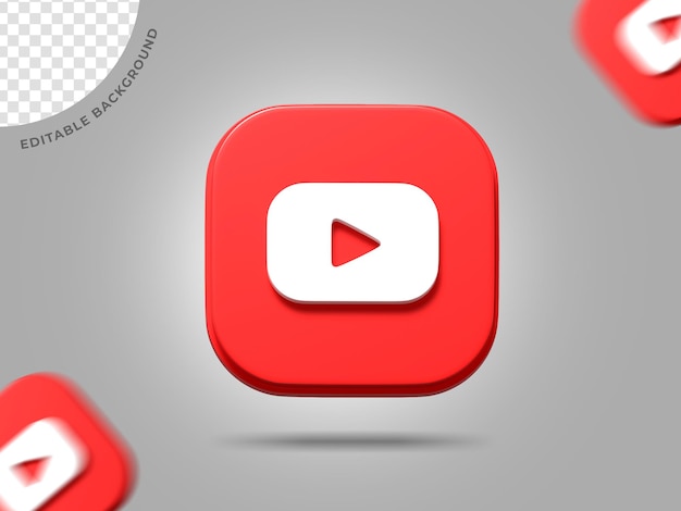 Youtube 3d Logo Social Media Render Ikona Edycji Tła