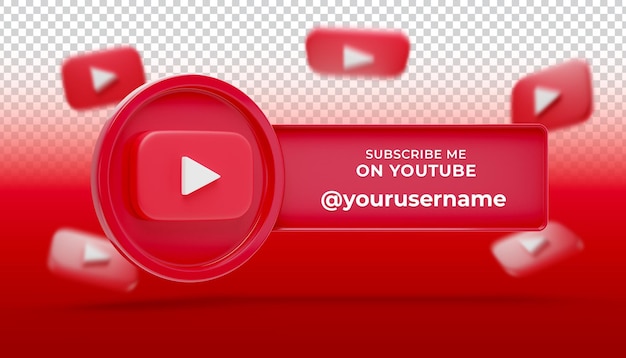 Banner di social media con rendering 3d di youtube