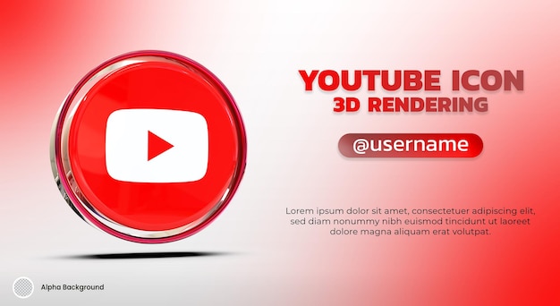 Значок YOUTUBE 3D RENDERING