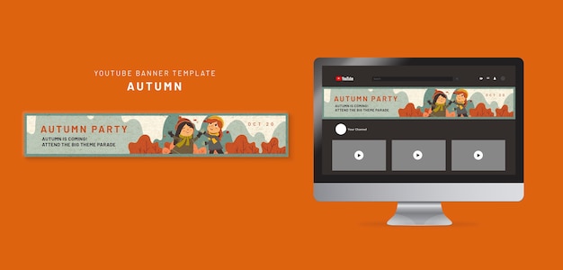 PSD youtube banner template for autumn celebration