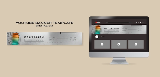 PSD modello di banner di youtube in stile brutalismo