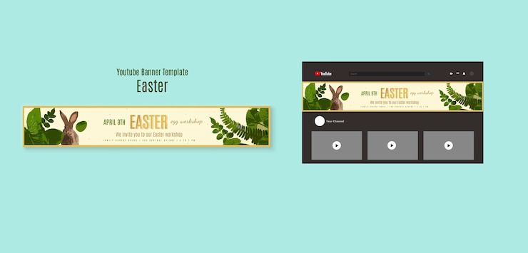 PSD youtube banner template for easter celebration