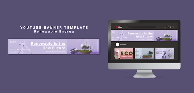 PSD youtube banner template for renewable energy