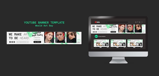 PSD youtube banner template for world art day