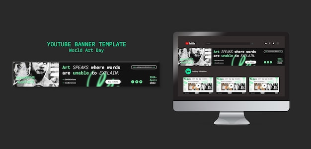 PSD youtube banner template for world art day