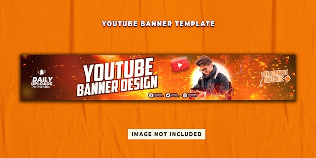 PSD youtube channel cover art design with linkedin header social media banner template premium psd