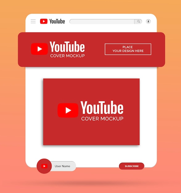 YouTube チャンネルとビデオ カバーのモックアップ