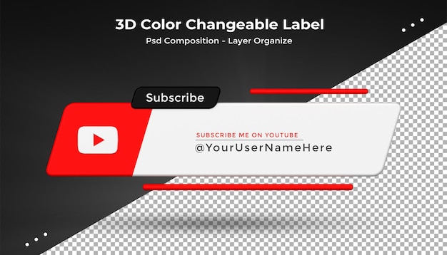 Youtube connect us sui social media inferiore terzo 3d design render icon badgexa