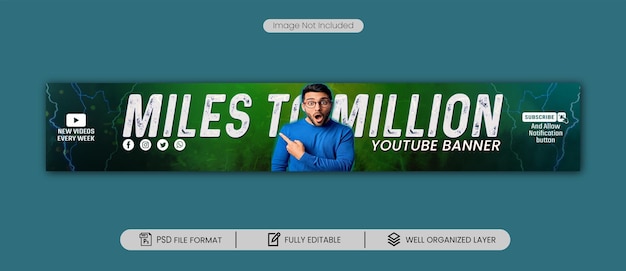 PSD youtube cover and social media banner psd template