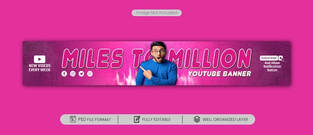 Template psd di copertina di youtube e banner dei social media