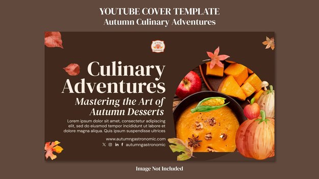 PSD youtube カバー テンプレート 秋の料理の冒険 自然の色