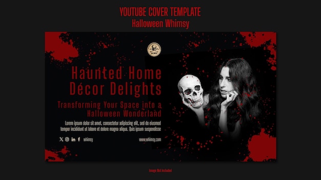 Modello di copertina youtube halloween whimsy horror colore scuro